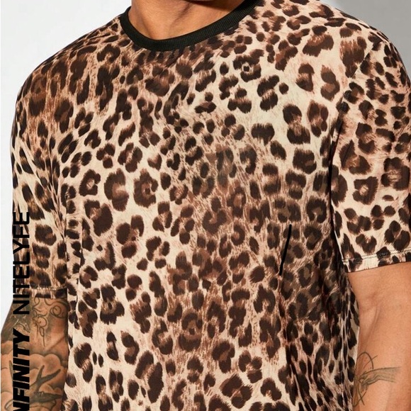 SHEIN Leopard Print Men's Shirt - Brown and Black - Picture 2 of 5
